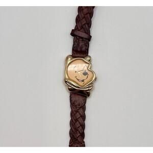 Vintage Disney Winnie the Pooh Watch Timex BrownBraided Leather Band NEW BATTERY